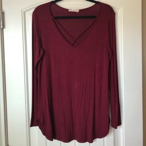 Burgundy criss-cross top
